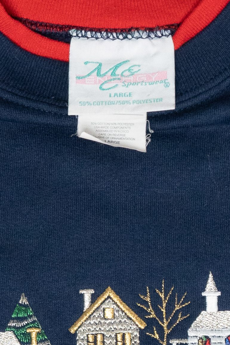 Cozy Winter Village Ugly Vintage Christmas Sweatshirt (1980s)