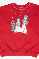 Snowmen Handmade Vintage Ugly Christmas Sweatshirt (1990s)