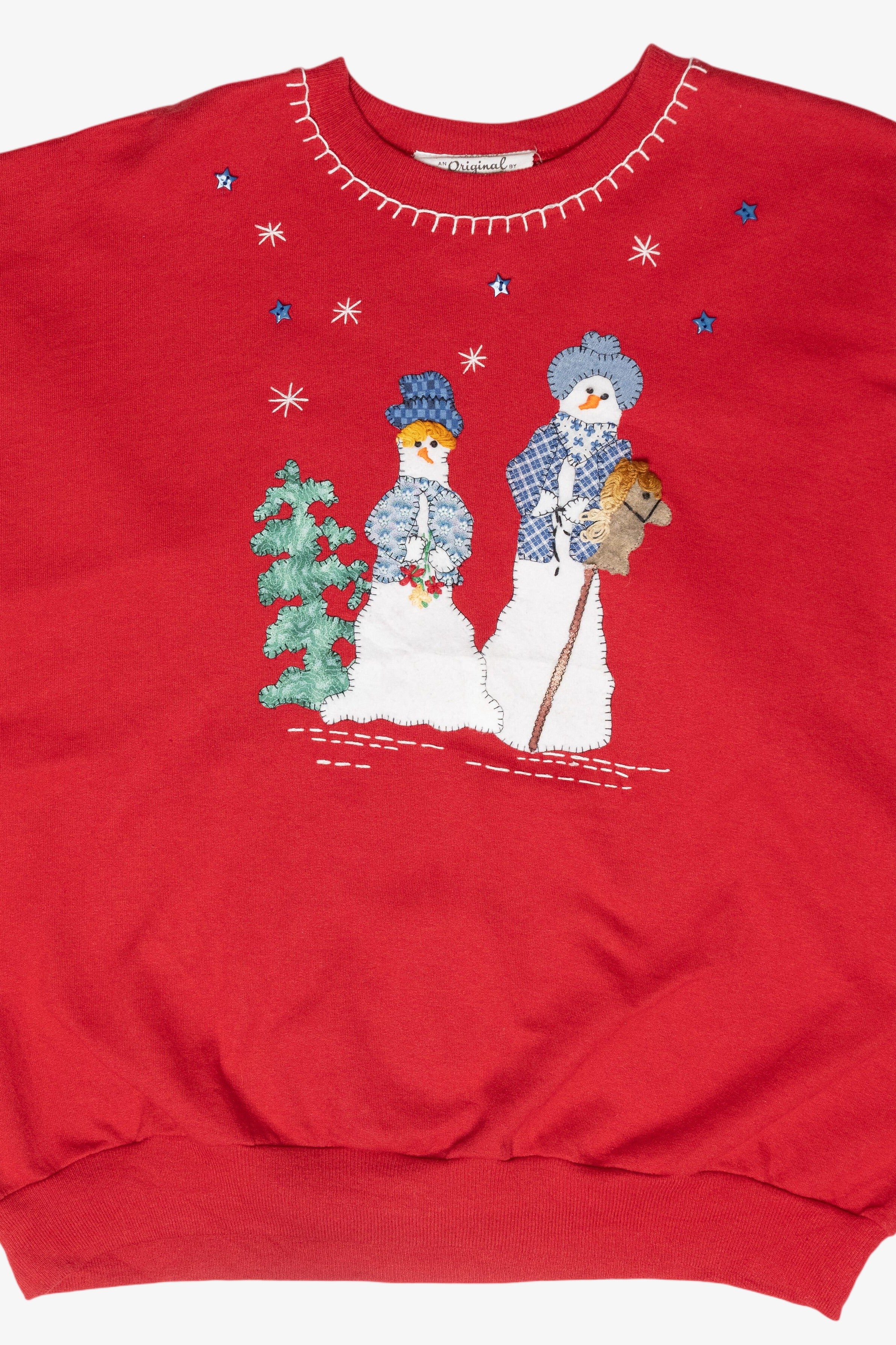 Snowmen Handmade Vintage Ugly Christmas Sweatshirt (1990s)
