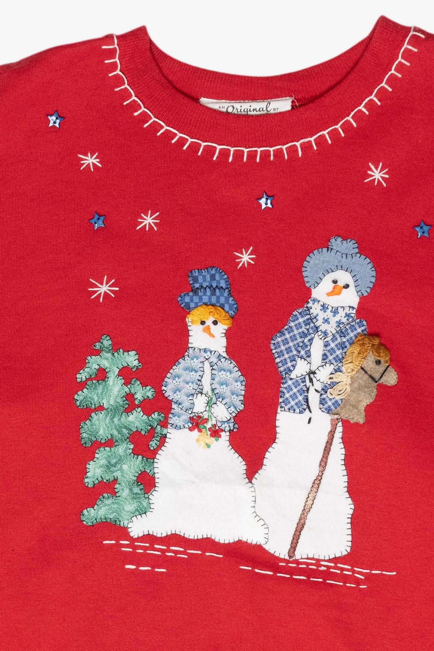 Snowmen Handmade Vintage Ugly Christmas Sweatshirt (1990s)