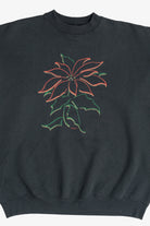 Vintage Poinsettia Flower Illustration Ugly Christmas Sweatshirt (1990s)