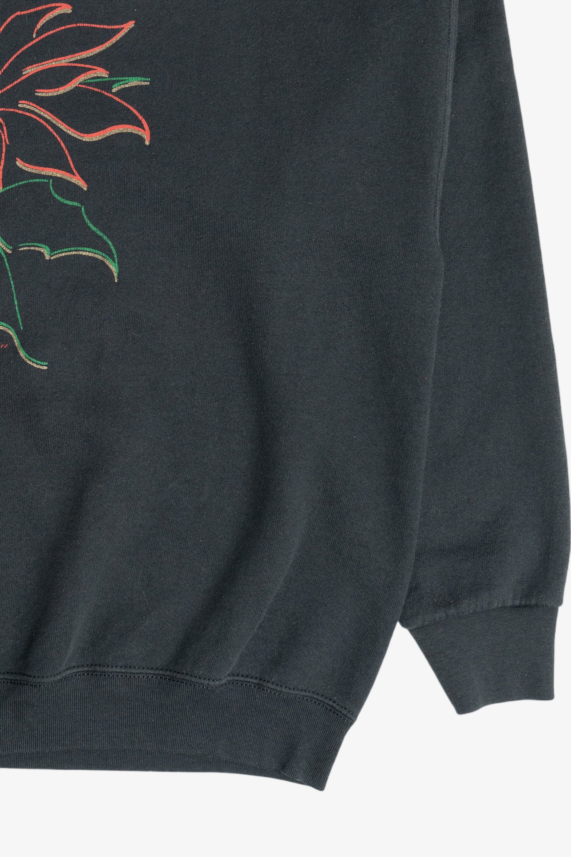 Vintage Poinsettia Flower Illustration Ugly Christmas Sweatshirt (1990s)