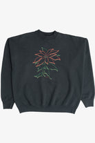 Vintage Poinsettia Flower Illustration Ugly Christmas Sweatshirt (1990s)