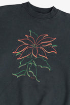 Vintage Poinsettia Flower Illustration Ugly Christmas Sweatshirt (1990s)
