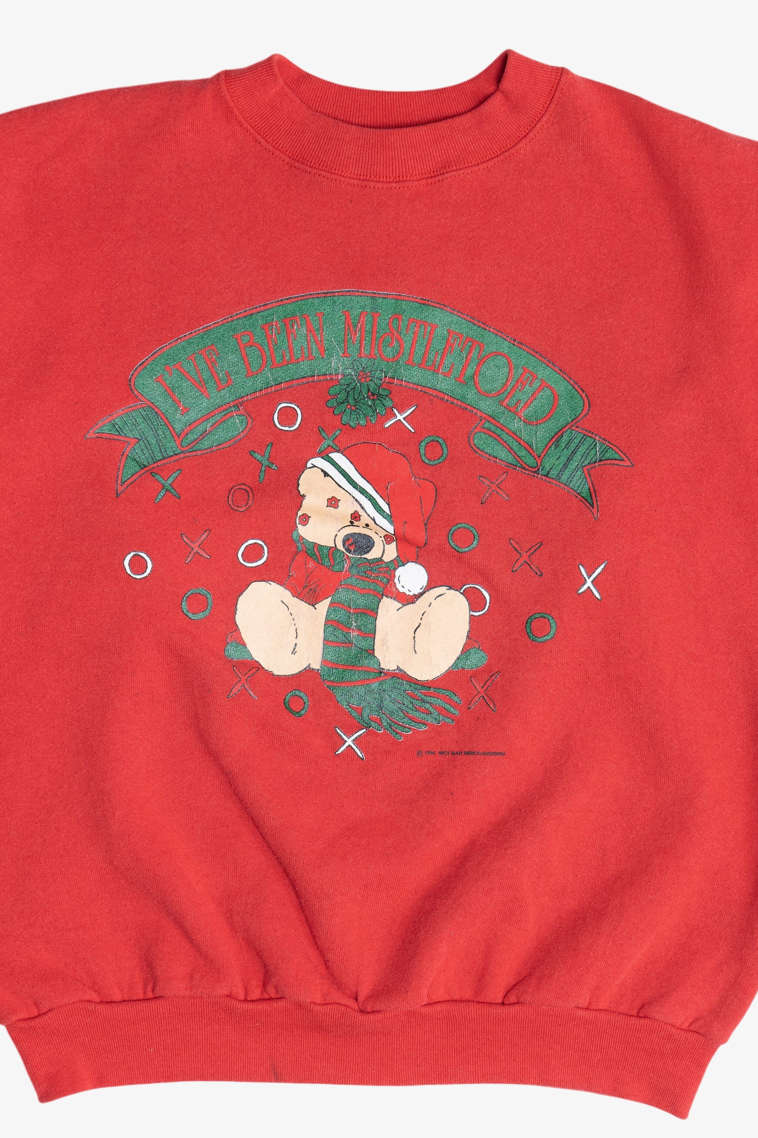 Vintage "I've Been Mistletoed" Bear Ugly Christmas Sweatshirt (1990s)