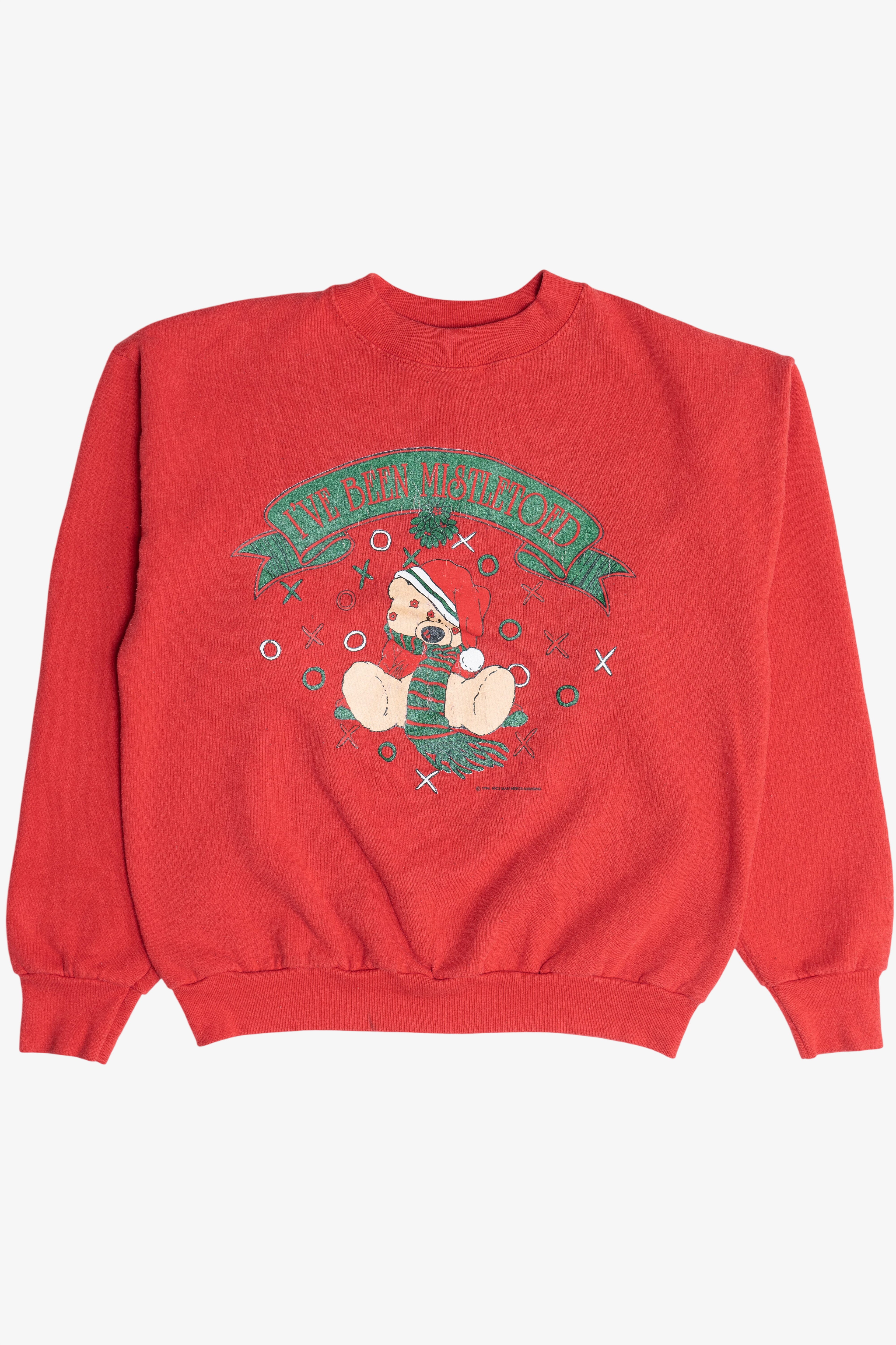 Vintage "I've Been Mistletoed" Bear Ugly Christmas Sweatshirt (1990s)