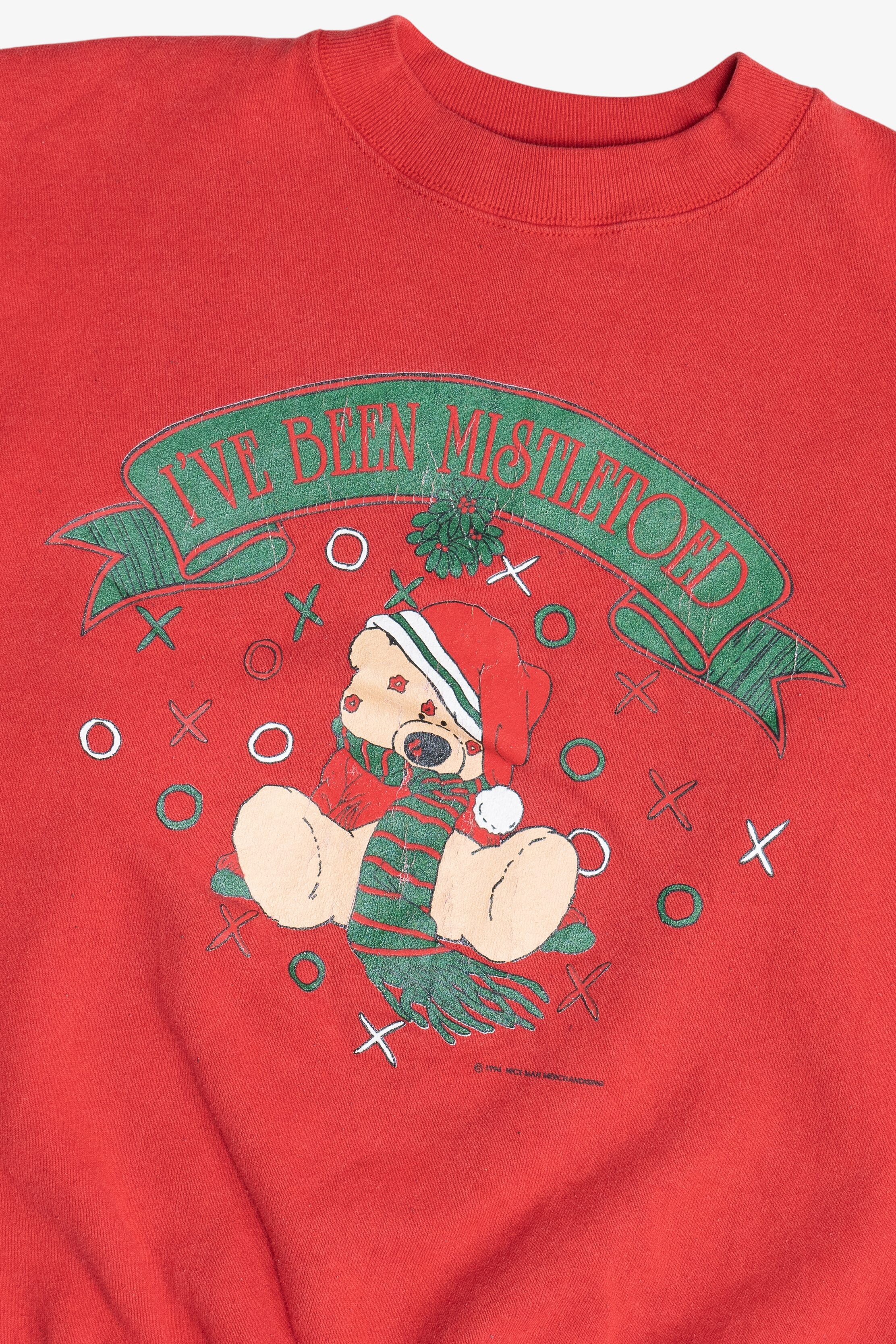Vintage "I've Been Mistletoed" Bear Ugly Christmas Sweatshirt (1990s)