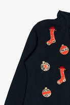Vintage Cheetah Print Details Mockneck Zip-Up Ugly Christmas Sweater (2000s)