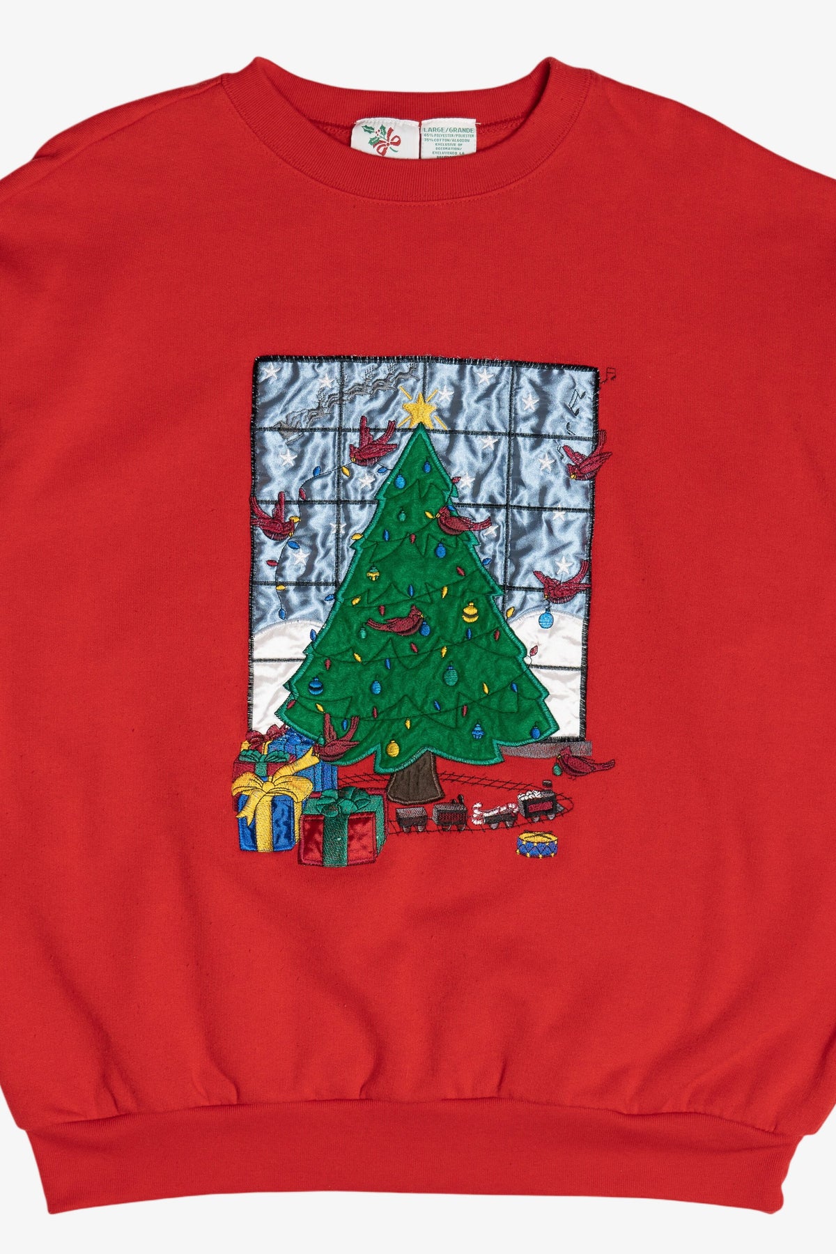 Vintage Christmas Tree In Window Ugly Christmas Sweatshirt (1990s)