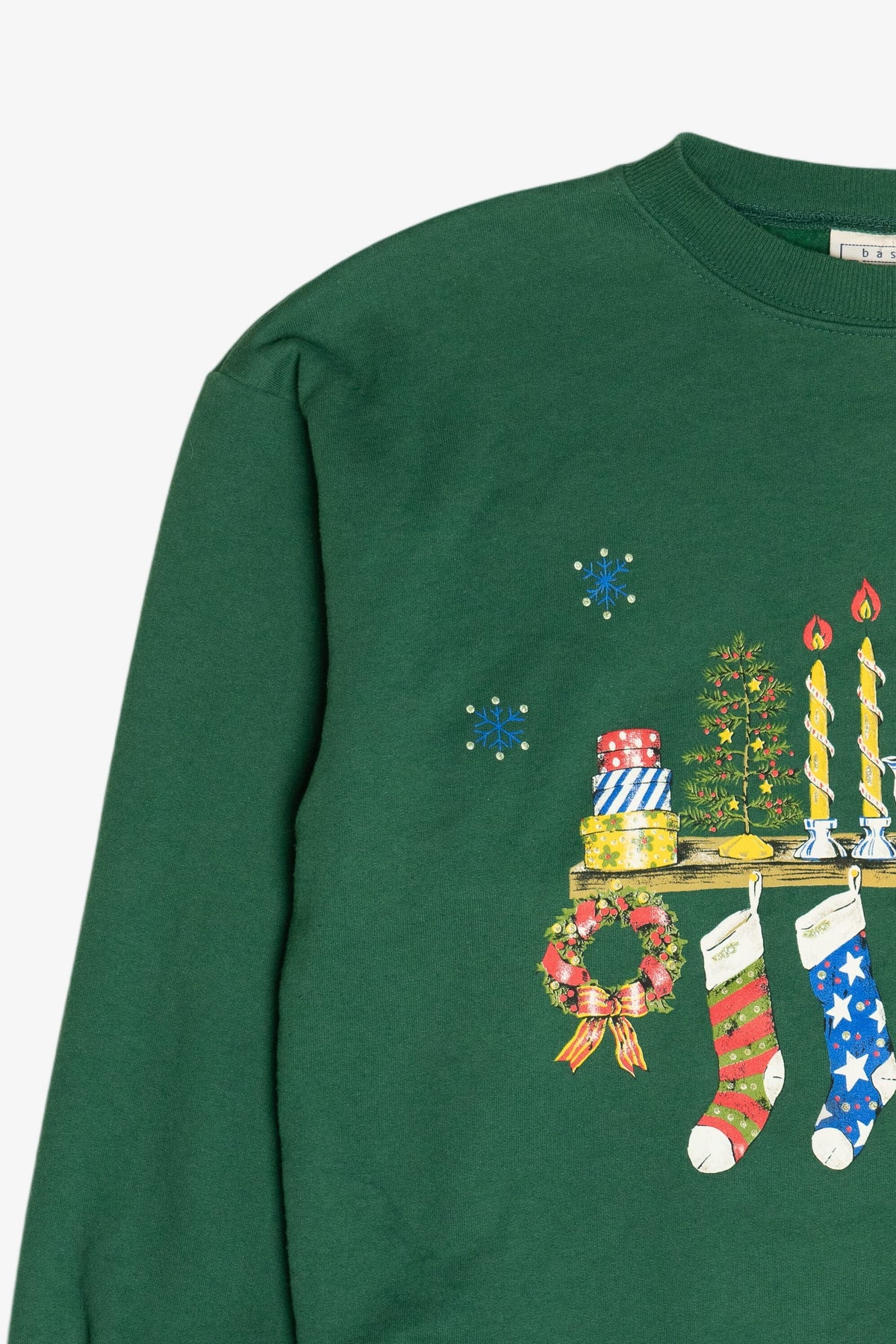 Vintage Stockings On Christmas Mantle Ugly Christmas Sweatshirt (1990s)