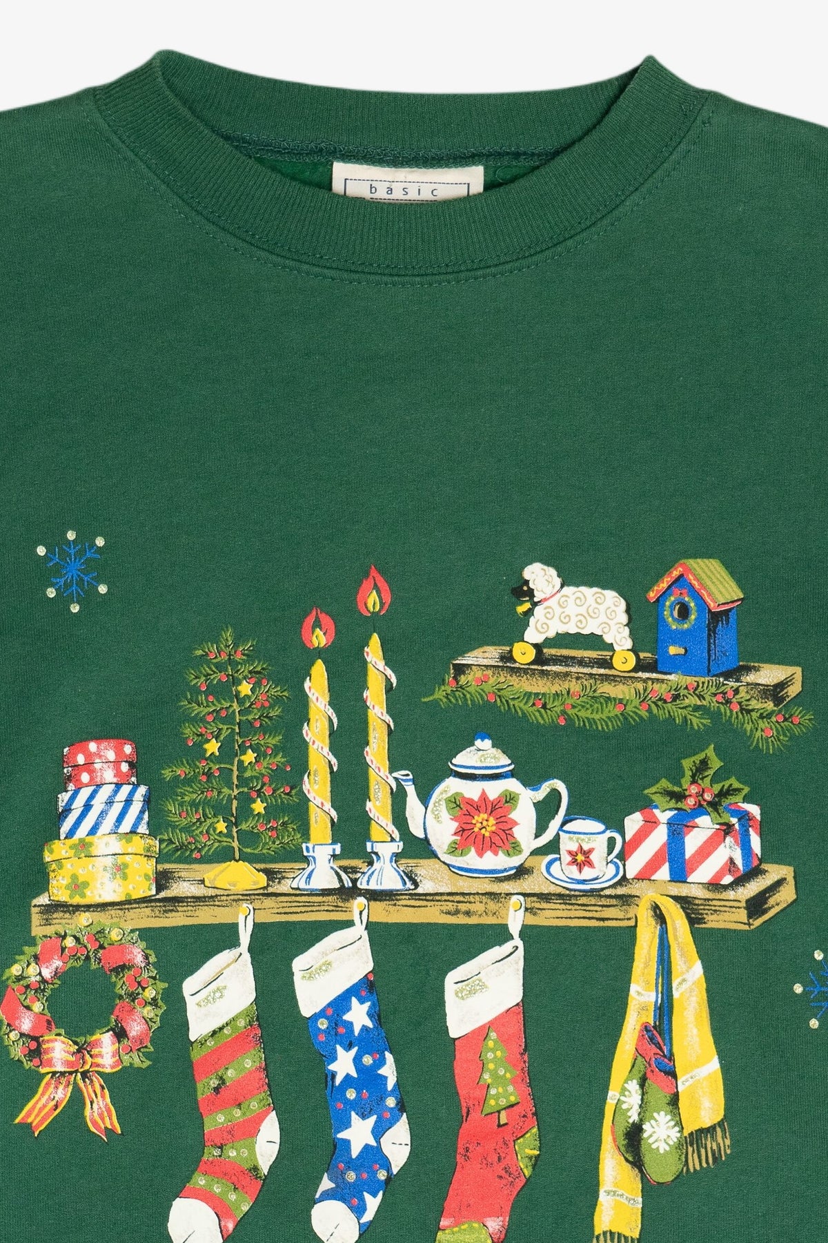 Vintage Stockings On Christmas Mantle Ugly Christmas Sweatshirt (1990s)