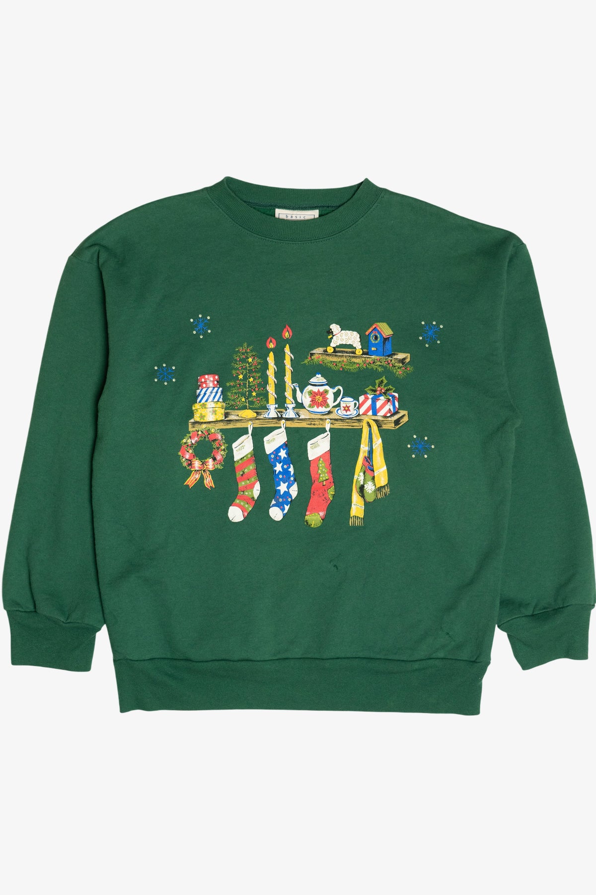 Vintage Stockings On Christmas Mantle Ugly Christmas Sweatshirt (1990s)