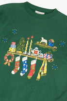 Vintage Stockings On Christmas Mantle Ugly Christmas Sweatshirt (1990s)