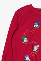 Vintage Sledding Snowmen Three Button Ugly Christmas Sweatshirt (1990s)