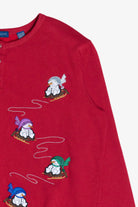Vintage Sledding Snowmen Three Button Ugly Christmas Sweatshirt (1990s)