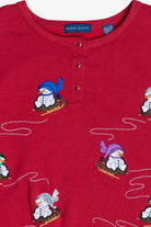 Vintage Sledding Snowmen Three Button Ugly Christmas Sweatshirt (1990s)