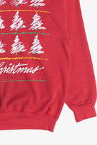 Vintage "White Christmas" Snowy Trees Christmas Sweatshirt (1990s)