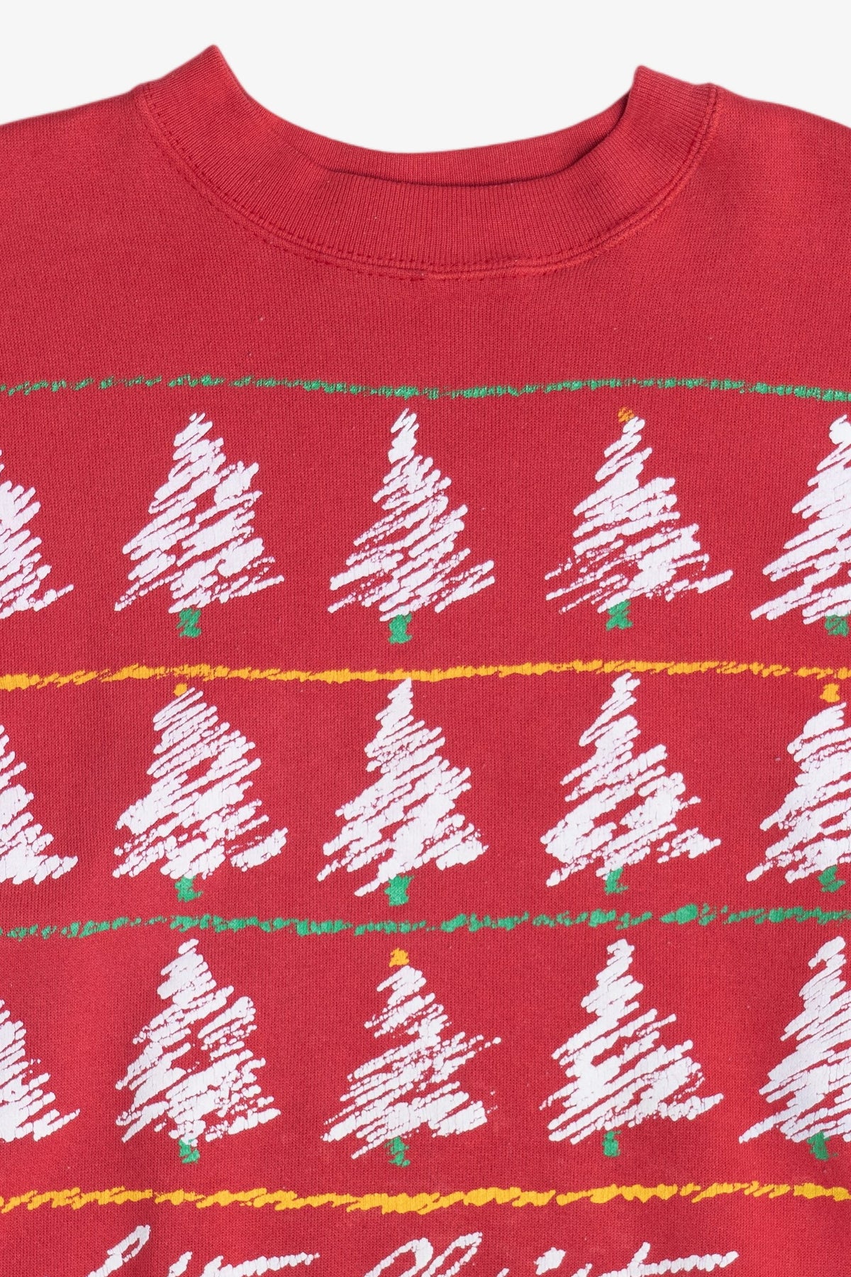 Vintage "White Christmas" Snowy Trees Christmas Sweatshirt (1990s)