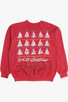 Vintage "White Christmas" Snowy Trees Christmas Sweatshirt (1990s)