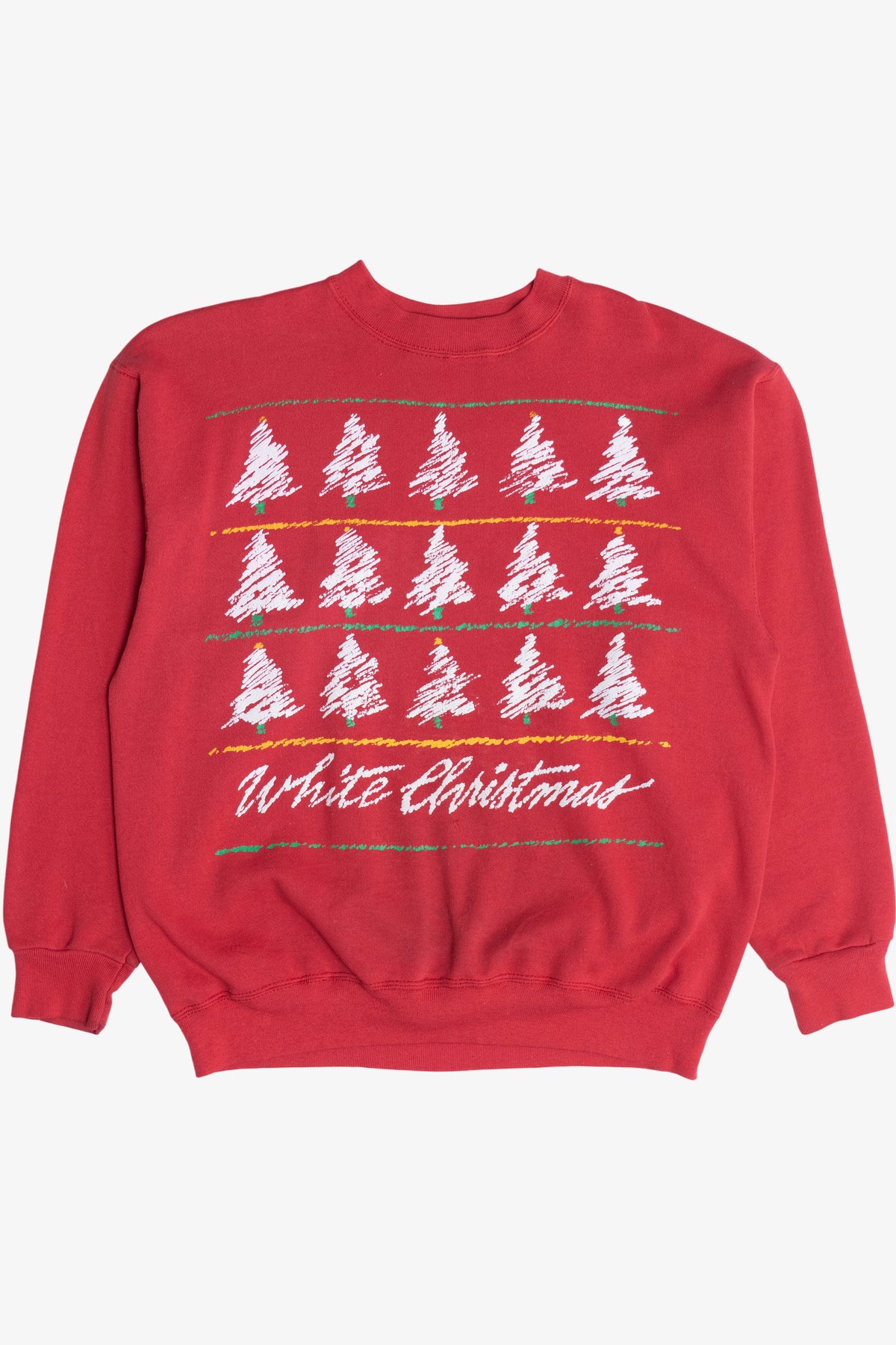 Vintage "White Christmas" Snowy Trees Christmas Sweatshirt (1990s)