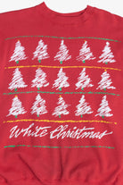 Vintage "White Christmas" Snowy Trees Christmas Sweatshirt (1990s)