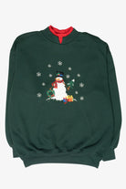 Snowman Tree Hunting Vintage Ugly Christmas Sweatshirt (1990s)
