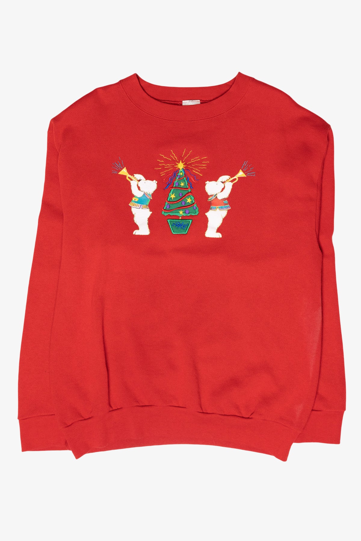 Trumpeter Bears Vintage Ugly Christmas Sweatshirt (1990s)