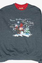 "Warm Wishes" Snowman Vintage Ugly Christmas Sweatshirt (2000s)
