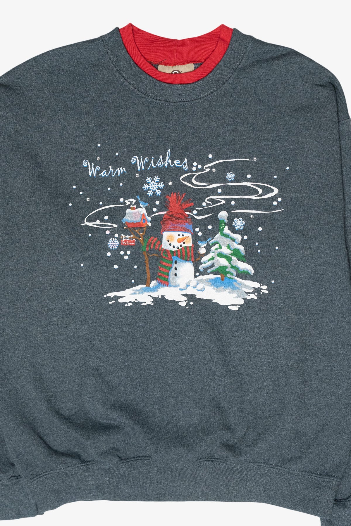 "Warm Wishes" Snowman Vintage Ugly Christmas Sweatshirt (2000s)
