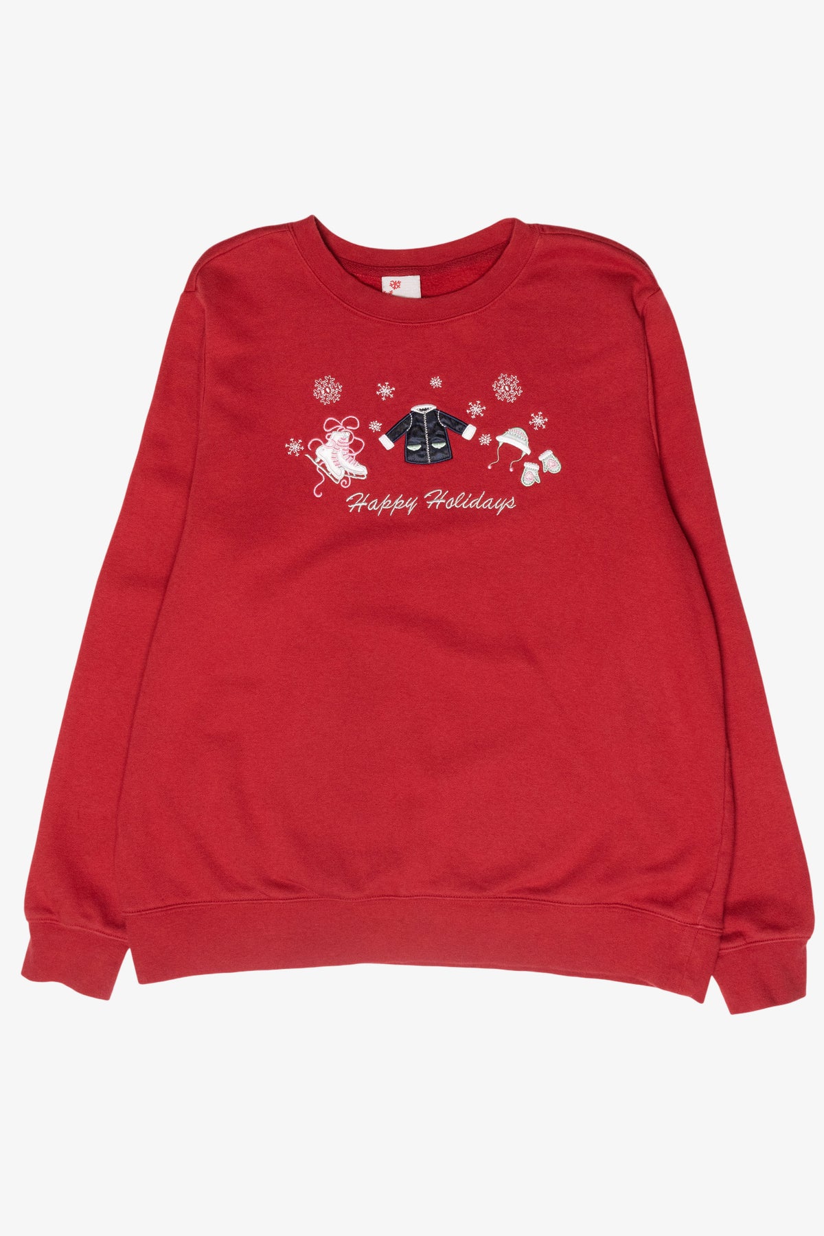 "Happy Holidays" Ice Skates Vintage Ugly Christmas Sweatshirt (2000s)