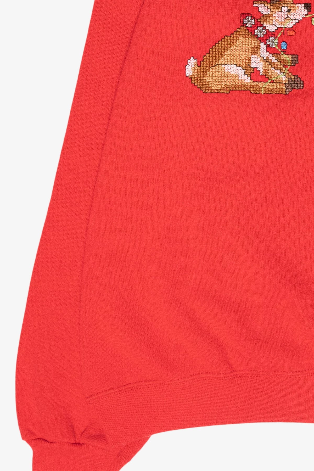 Handmade Cross-Stitched Reindeer Vintage Ugly Christmas Sweatshirt (2000s)