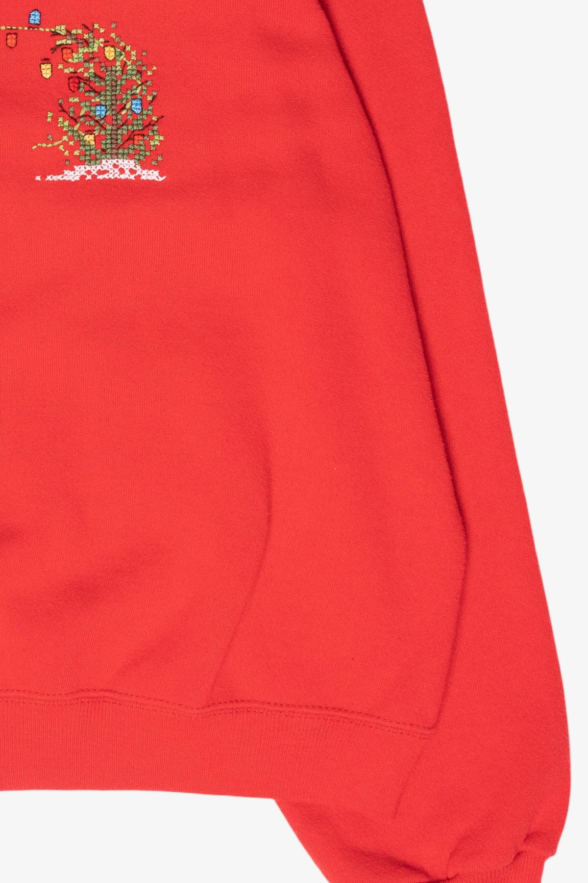 Handmade Cross-Stitched Reindeer Vintage Ugly Christmas Sweatshirt (2000s)
