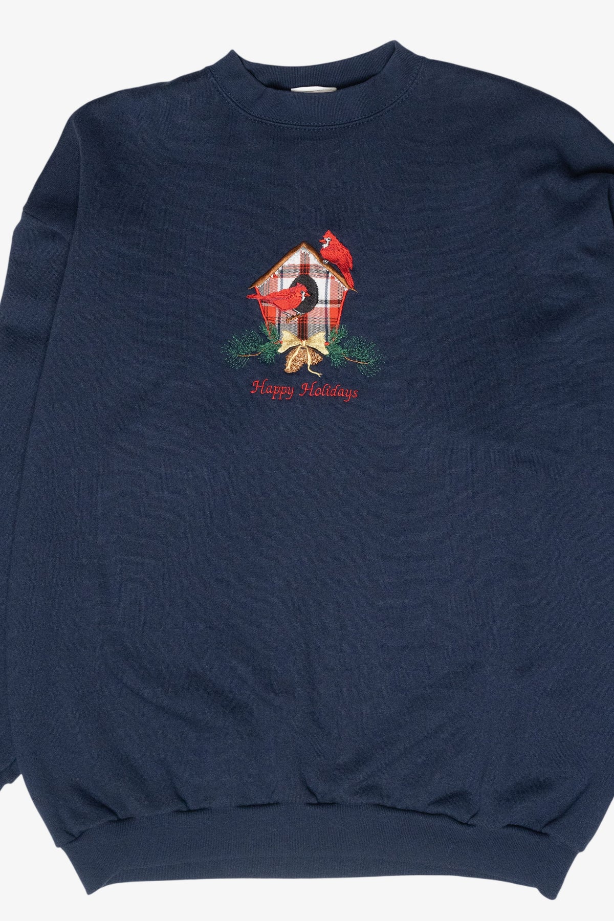 "Happy Holidays" Birdhouse Vintage Ugly Christmas Sweatshirt (1990s)