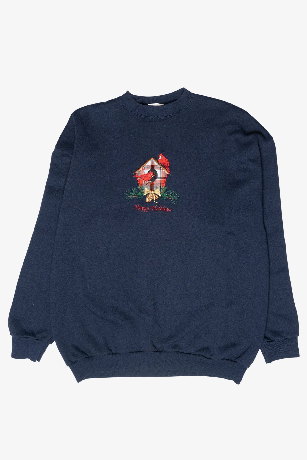 "Happy Holidays" Birdhouse Vintage Ugly Christmas Sweatshirt (1990s)