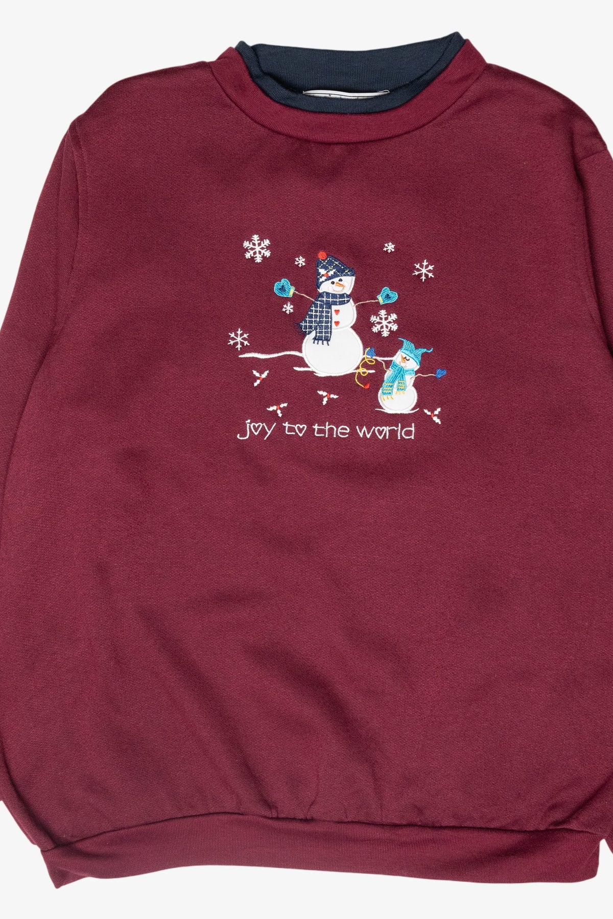 "Joy to the World" Snowmen Vintage Ugly Christmas Sweatshirt (1990s)
