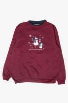 "Joy to the World" Snowmen Vintage Ugly Christmas Sweatshirt (1990s)