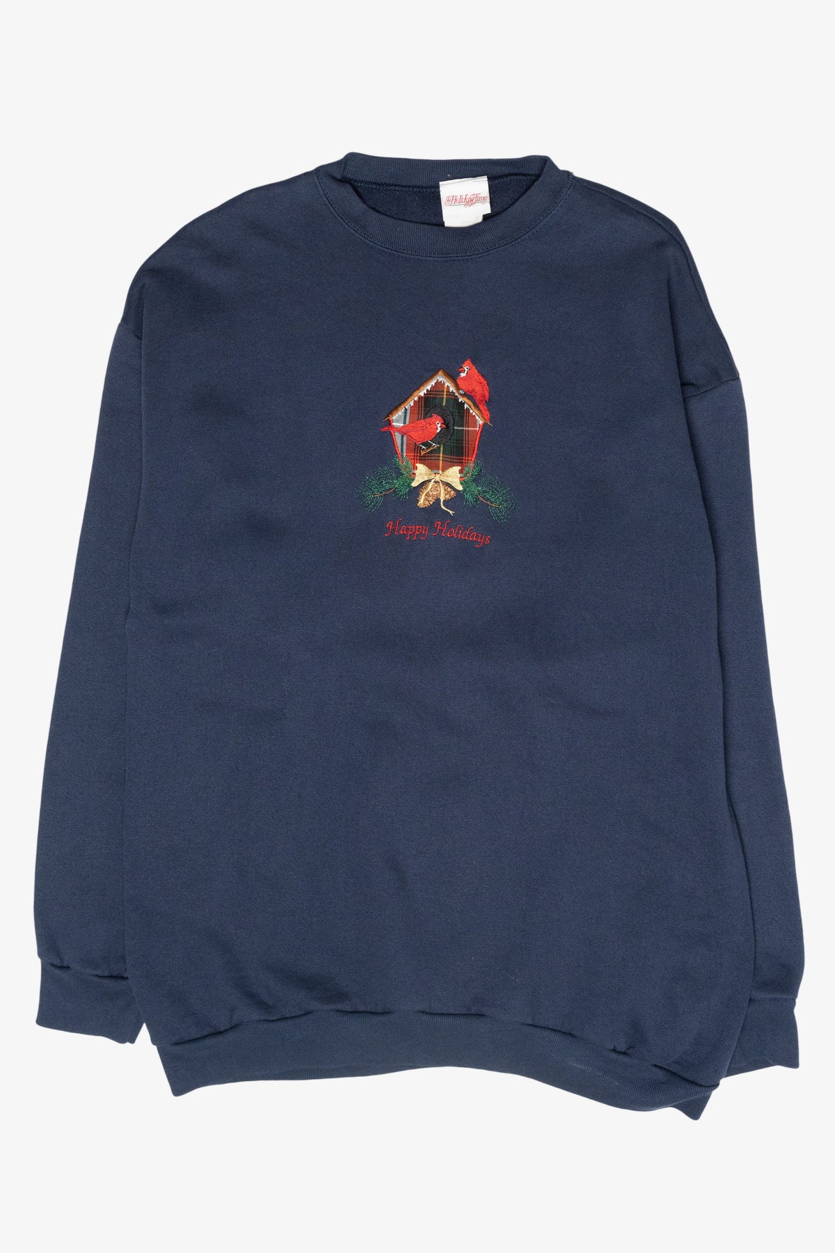 "Happy Holidays" Birdhouse Vintage Ugly Christmas Sweatshirt (1990s)