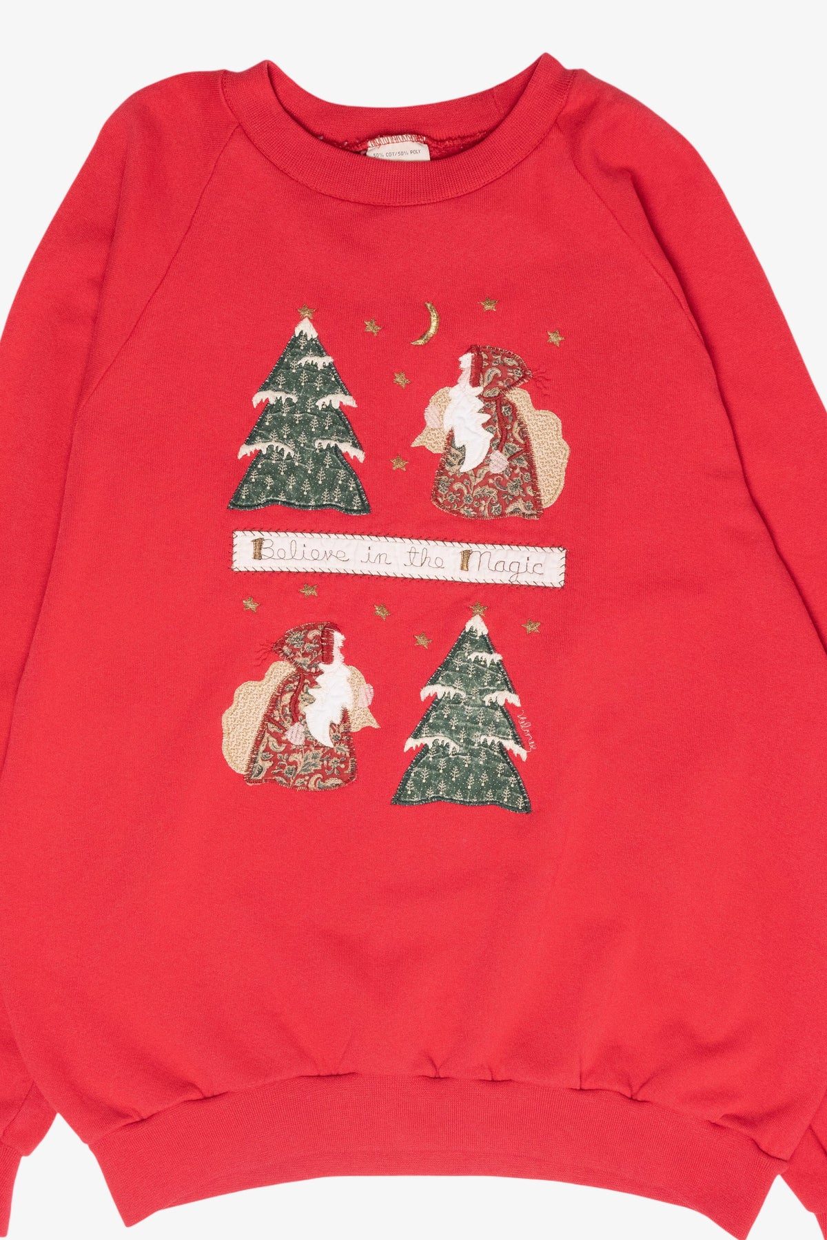 "Believe in Magic" Handmade Vintage Ugly Christmas Sweatshirt (1990s)