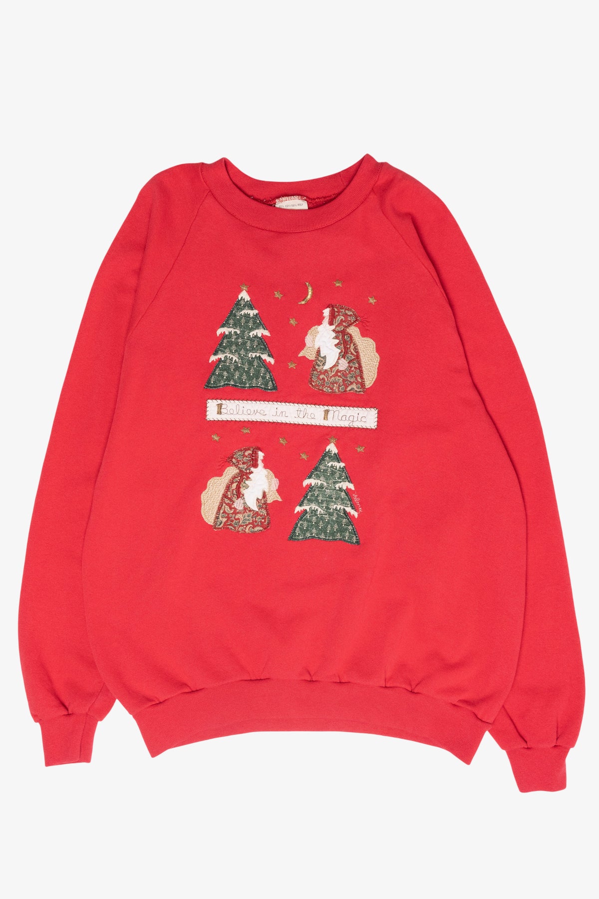 "Believe in Magic" Handmade Vintage Ugly Christmas Sweatshirt (1990s)