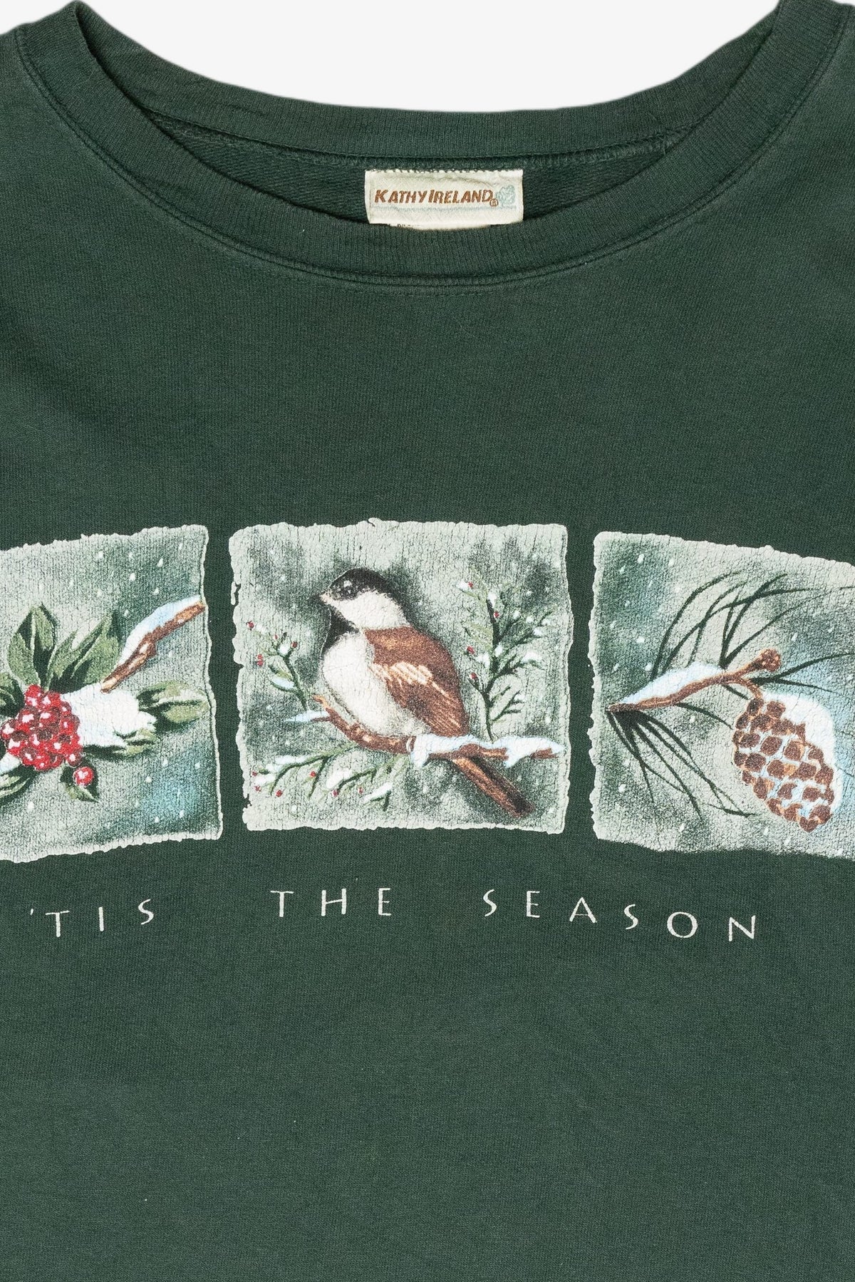"Tis The Season" Birds Vintage Ugly Christmas Sweatshirt (1990s)
