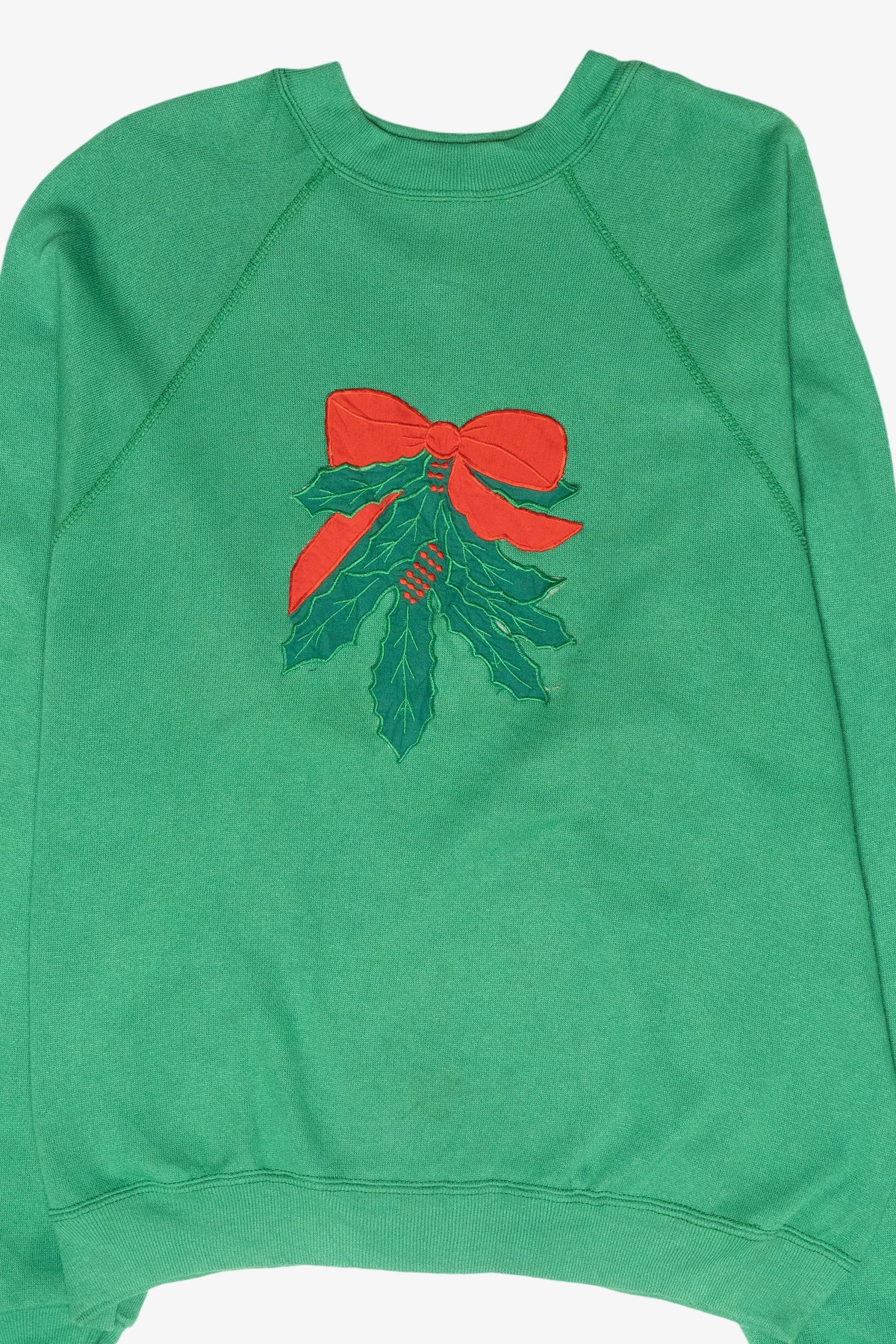 Handmade Mistletoe Applique Vintage Ugly Christmas Sweatshirt (1990s)