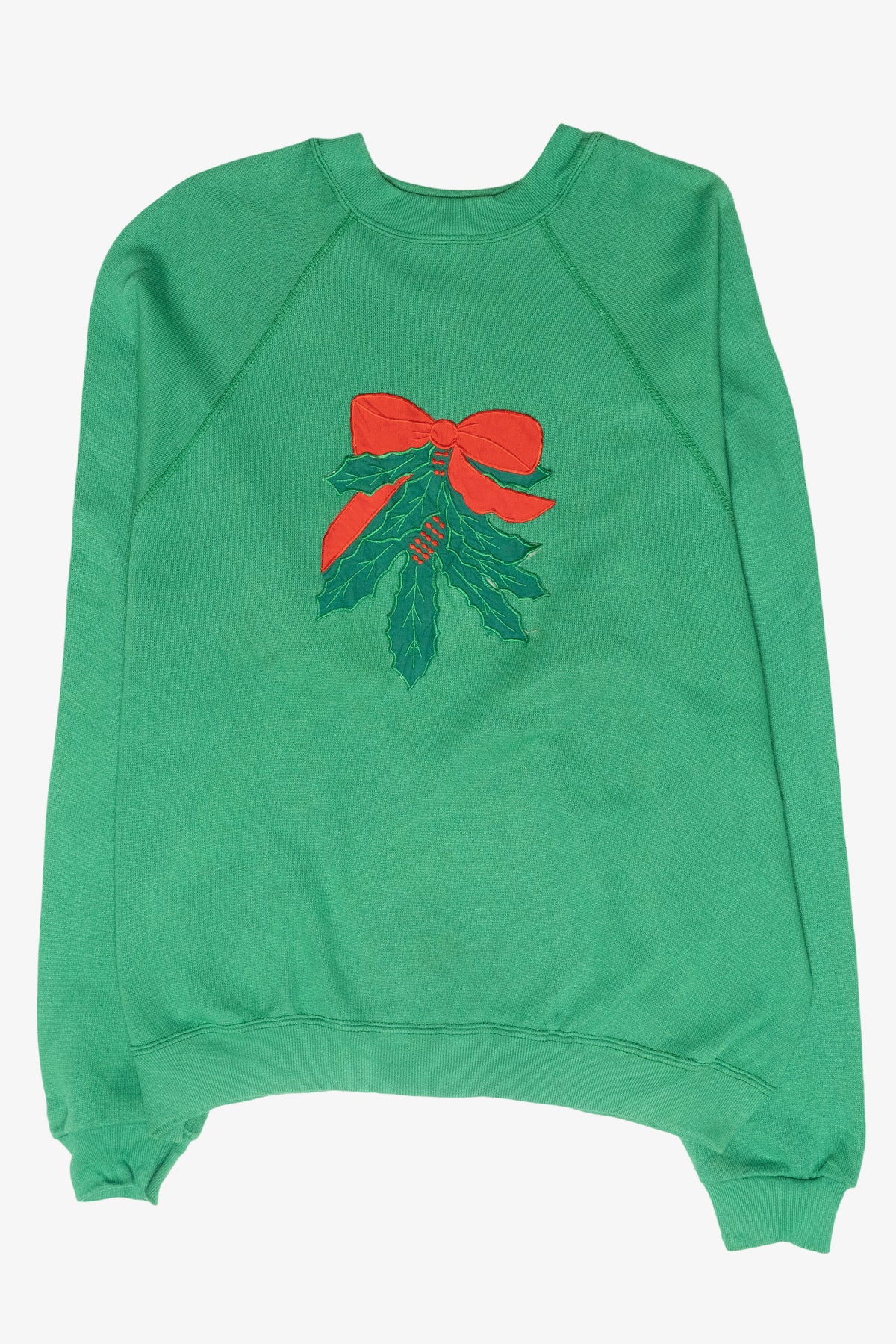 Handmade Mistletoe Applique Vintage Ugly Christmas Sweatshirt (1990s)