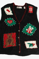Vintage Karen Scott II Teddy Bear Ugly Christmas Vest (1990s)
