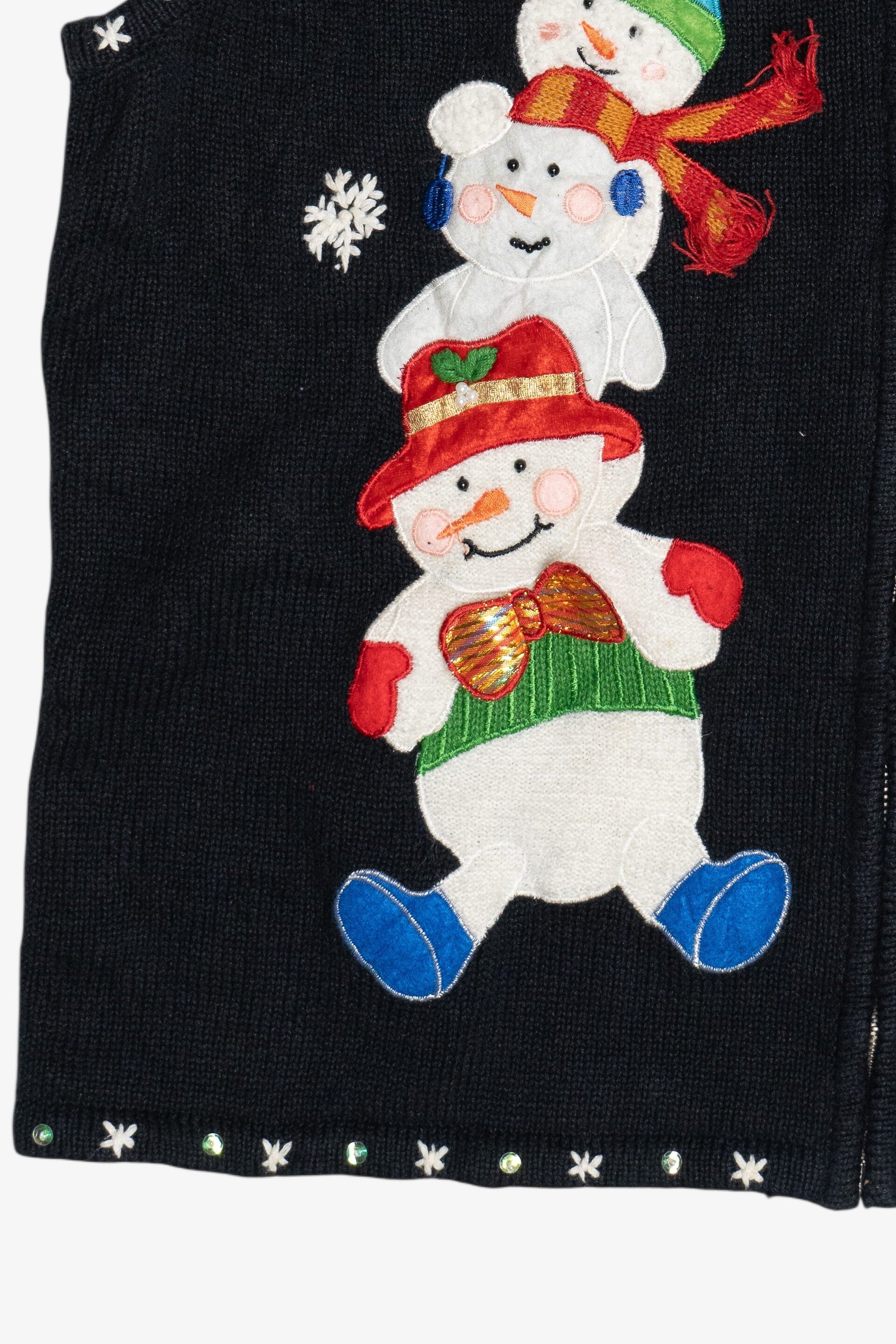 Vintage Designers Originals Studio Snowmen Pile Ugly Christmas Vest (1990s)