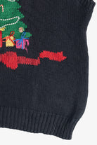 Vintage Black Stitch Knits Bows & Tree Ugly Christmas Sweater Vest (1980s)