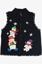 Vintage Designers Originals Studio Snowmen Pile Ugly Christmas Vest (1990s)