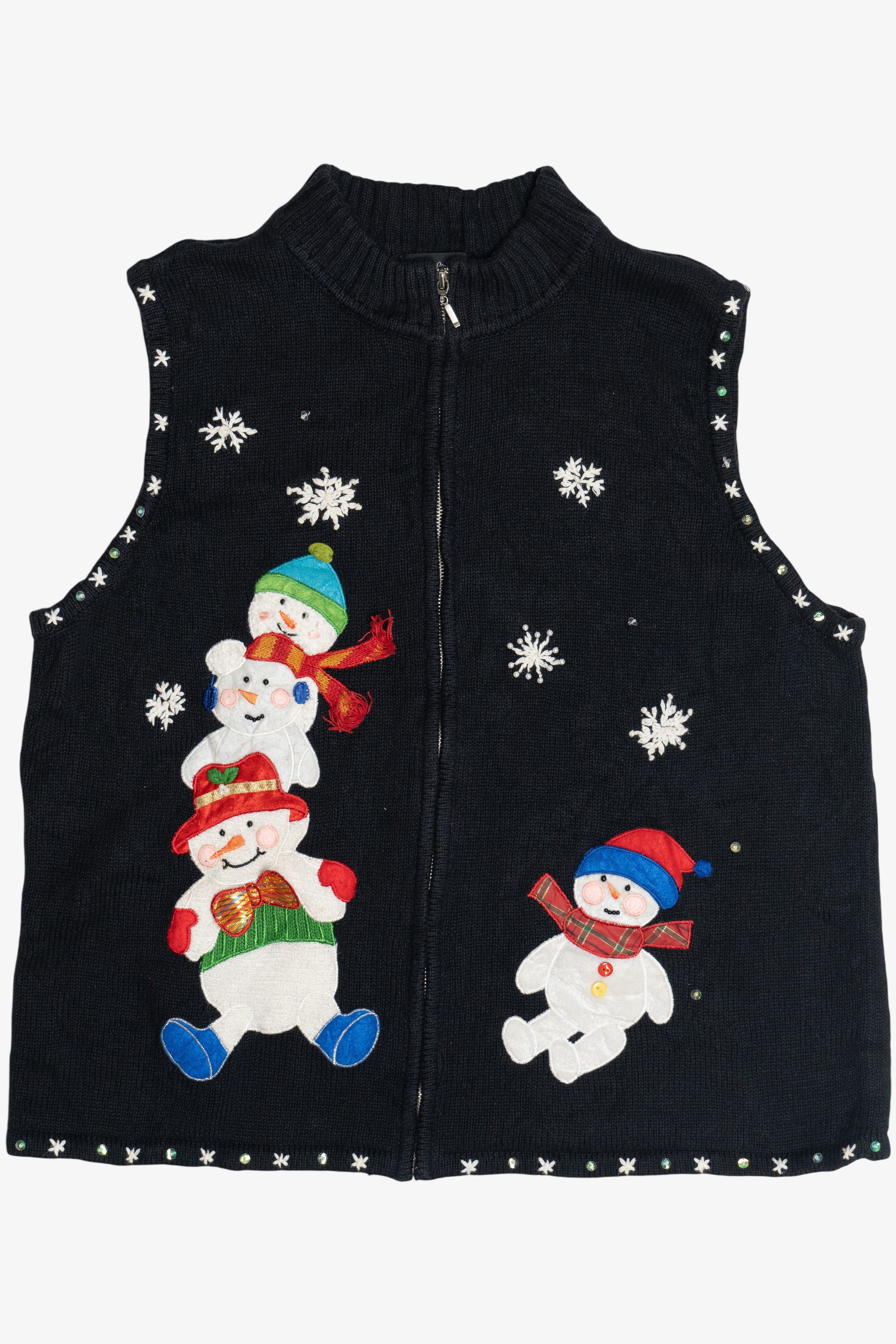 Vintage Designers Originals Studio Snowmen Pile Ugly Christmas Vest (1990s)