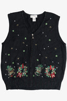 Vintage Wreaths & Bells Ugly Christmas Vest (1990s)