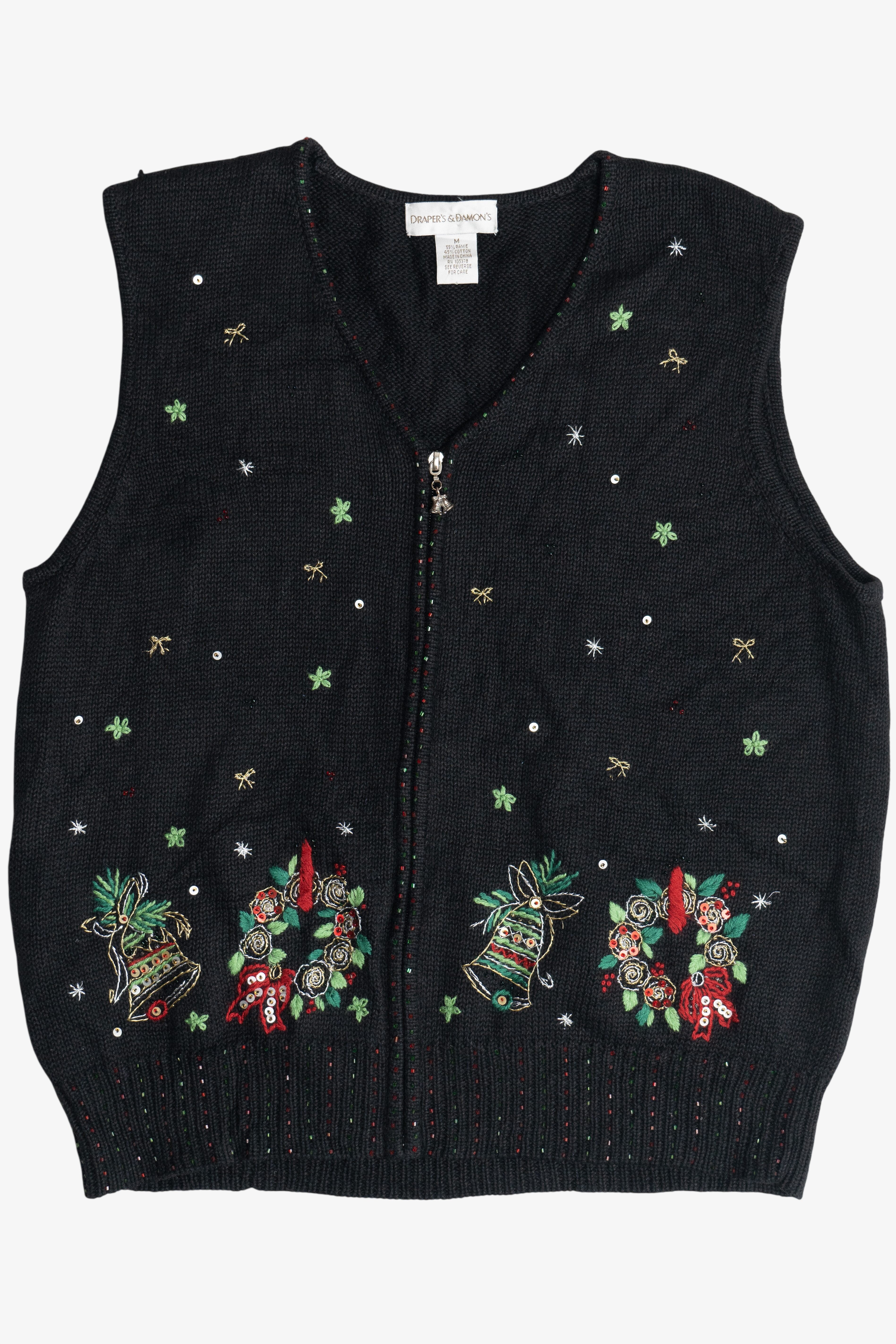 Vintage Wreaths & Bells Ugly Christmas Vest (1990s)