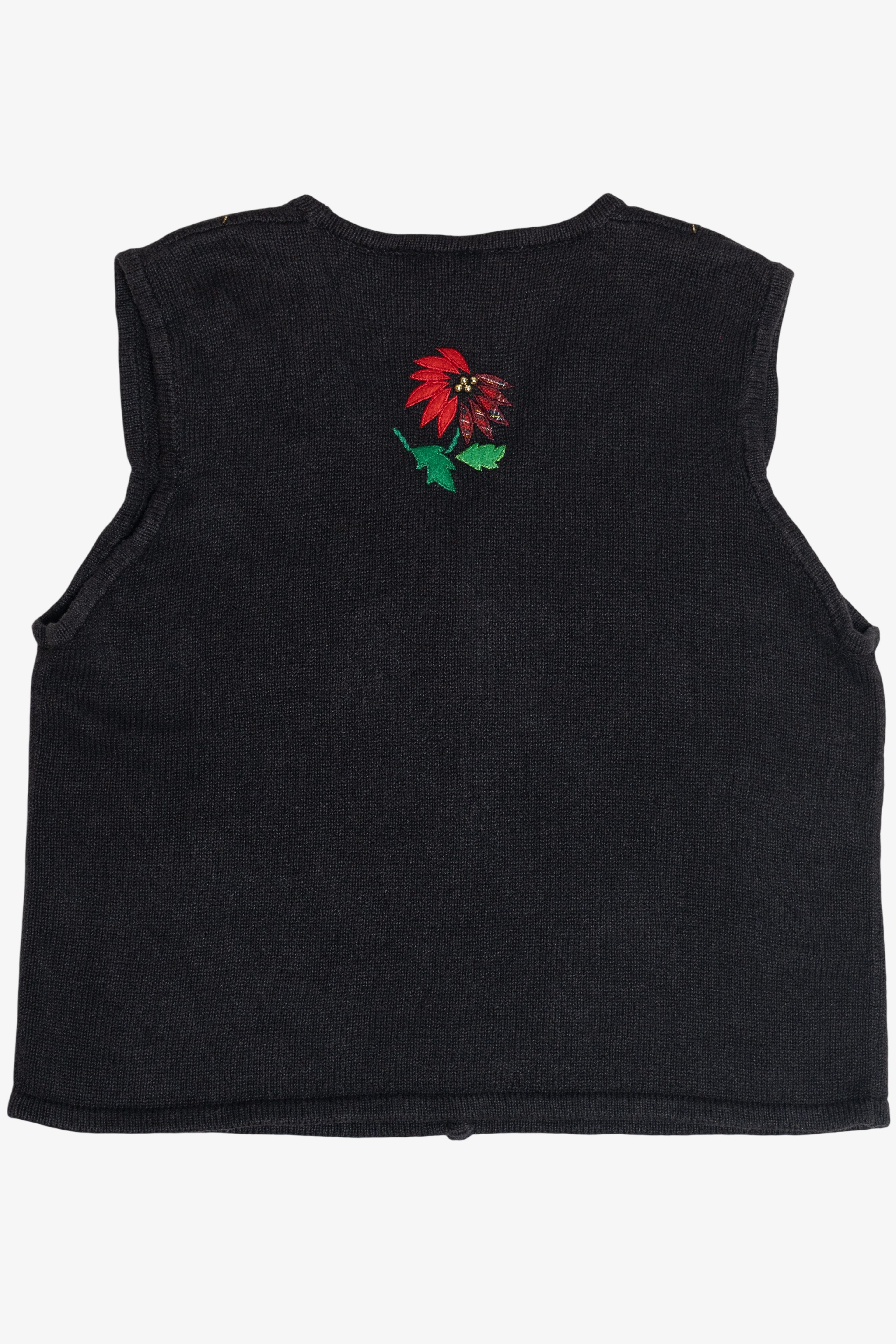 Vintage Bobbie Brooks Plaid Poinsettia Ugly Christmas Vest (1990s)